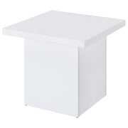 Devar Square Coffee End Table Set White High Gloss