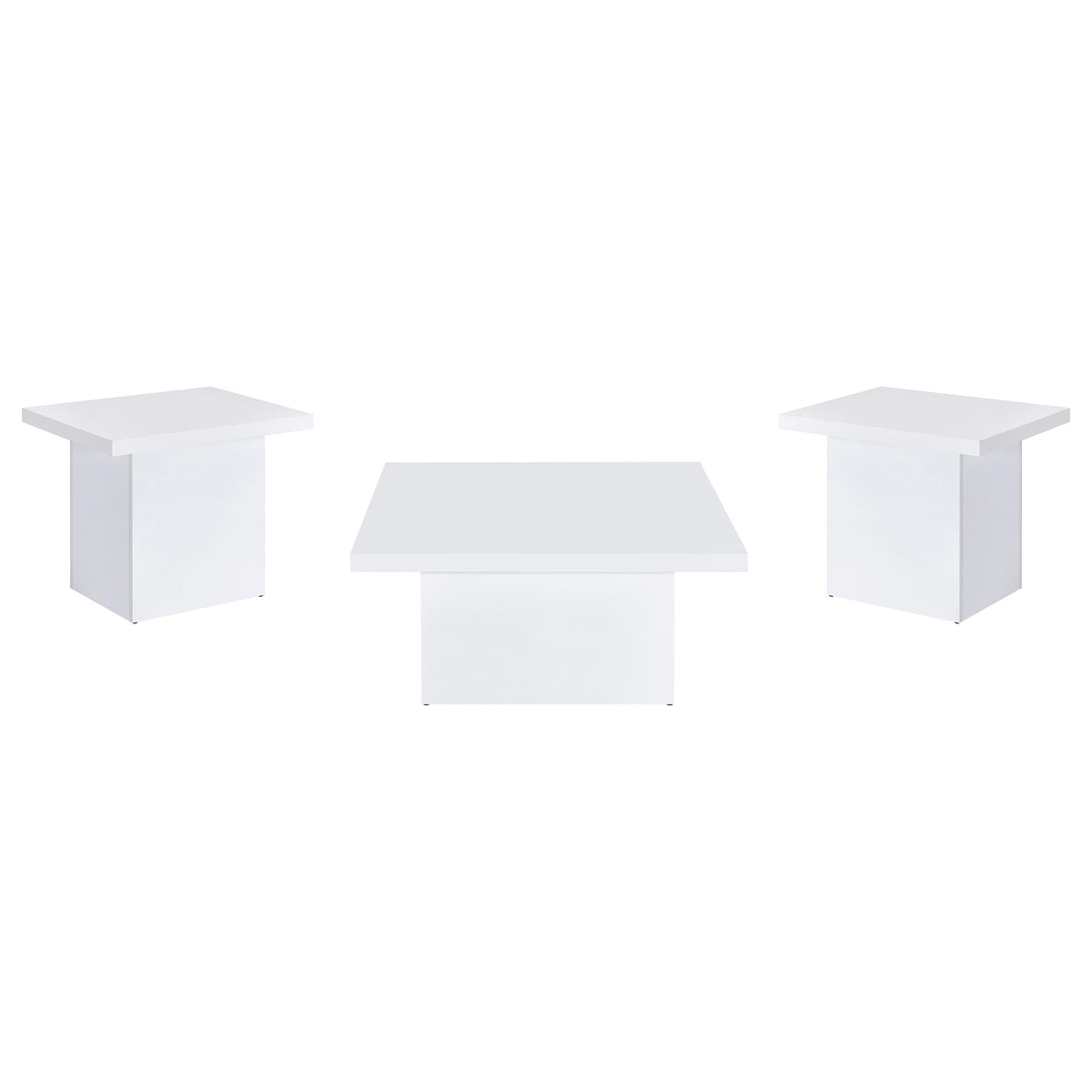 Devar 3-piece Square Coffee End Table Set White High Gloss