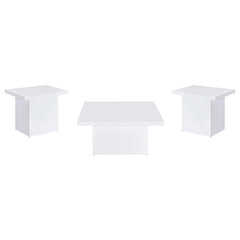 Devar 3-piece Square Coffee End Table Set White High Gloss