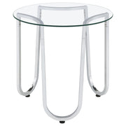Beller Round Tempered Glass Top End Side Table Chrome