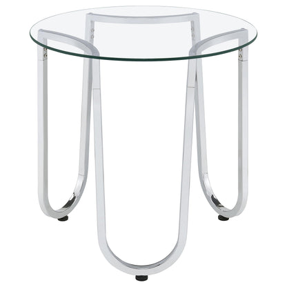Beller 2-piece Round Tempered Glass Top Coffee Table Set Chrome