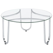 Beller 2-piece Round Tempered Glass Top Coffee Table Set Chrome