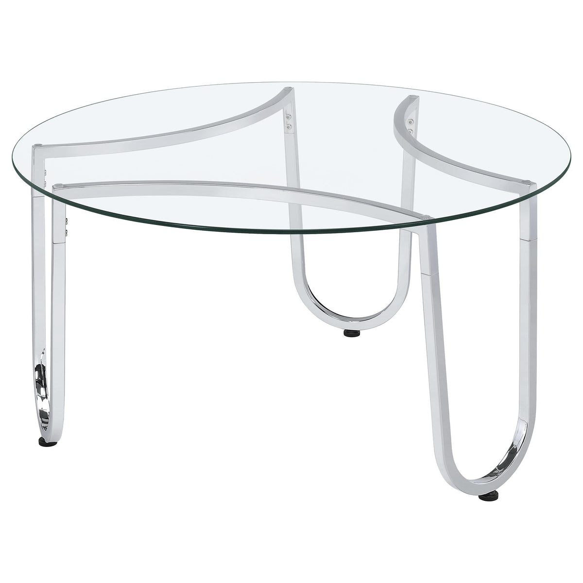 Beller 2-piece Round Tempered Glass Top Coffee Table Set Chrome