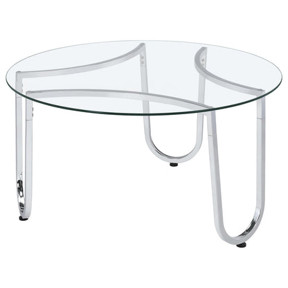 Beller 2-piece Round Tempered Glass Top Coffee Table Set Chrome