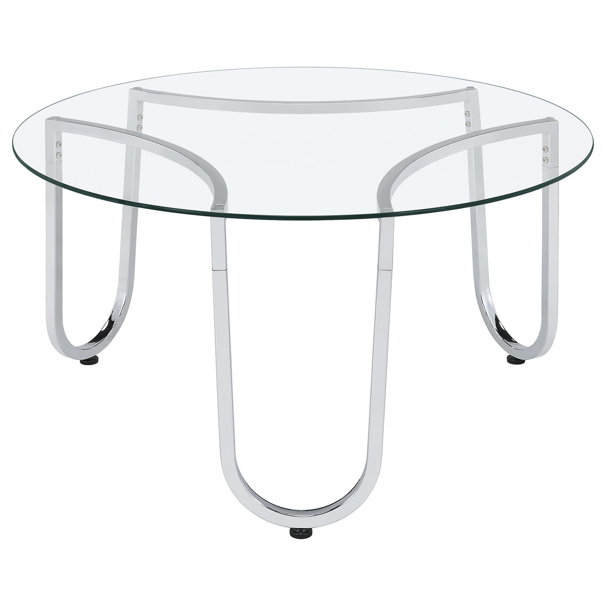 Beller 2-piece Round Tempered Glass Top Coffee Table Set Chrome