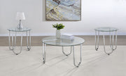 Beller 3-piece Round Tempered Glass Top Coffee Table Set Chrome