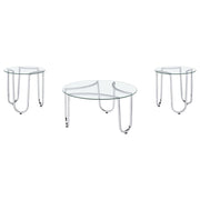 Beller 3-piece Round Tempered Glass Top Coffee Table Set Chrome