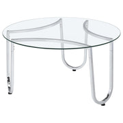 Beller 3-piece Round Tempered Glass Top Coffee Table Set Chrome