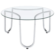 Beller 3-piece Round Tempered Glass Top Coffee Table Set Chrome