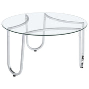 Beller Round Tempered Glass Top Cocktail Coffee Table Chrome