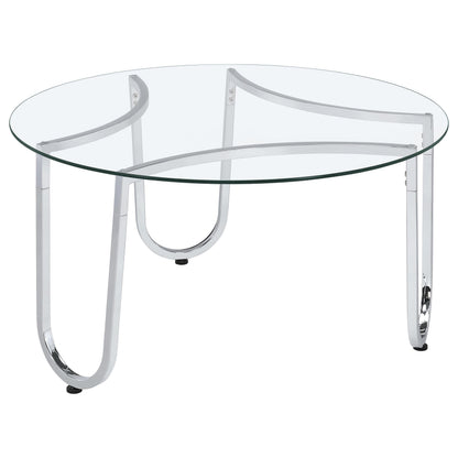 Beller Round Tempered Glass Top Cocktail Coffee Table Chrome