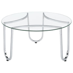 Beller Round Tempered Glass Top Cocktail Coffee Table Chrome