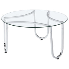 Beller Round Tempered Glass Top Cocktail Coffee Table Chrome