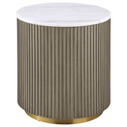 Jason 2-piece Round White Marble Coffee Table Set Greige