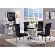 Mesa de comedor Noralie Glam de 132 cm de diámetro con base de pedestal con espejo