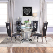 Mesa de comedor Noralie Glam de 132 cm de diámetro con base de pedestal con espejo