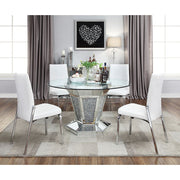 Mesa de comedor Noralie Glam de 132 cm de diámetro con base de pedestal con espejo