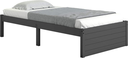 Cama individual con plataforma en color gris oscuro