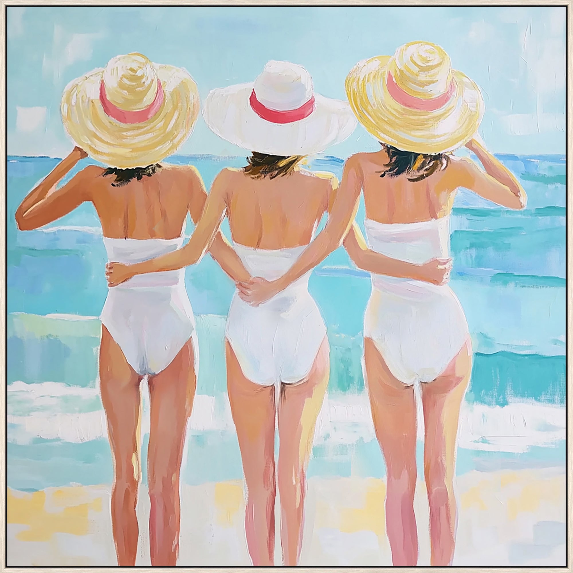 ''Three Sisters'' Hand-painted Canvas in Frame
