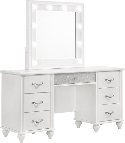 Barzini Wood 7-Drawer Vanity Desk with Mirror