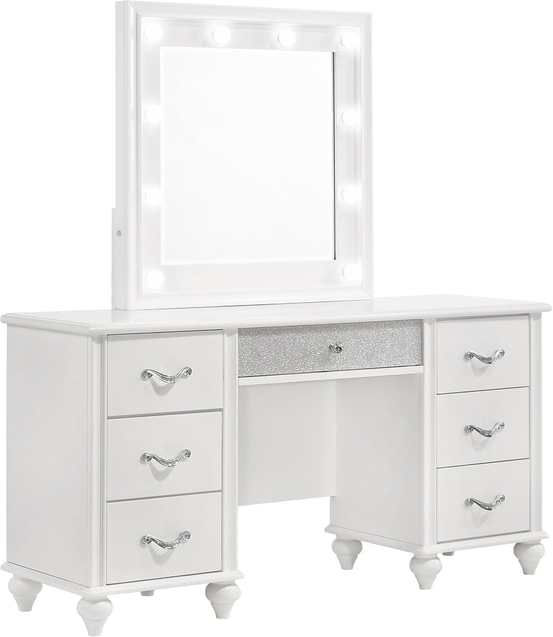 Barzini Wood 7-Drawer Vanity Desk with Mirror