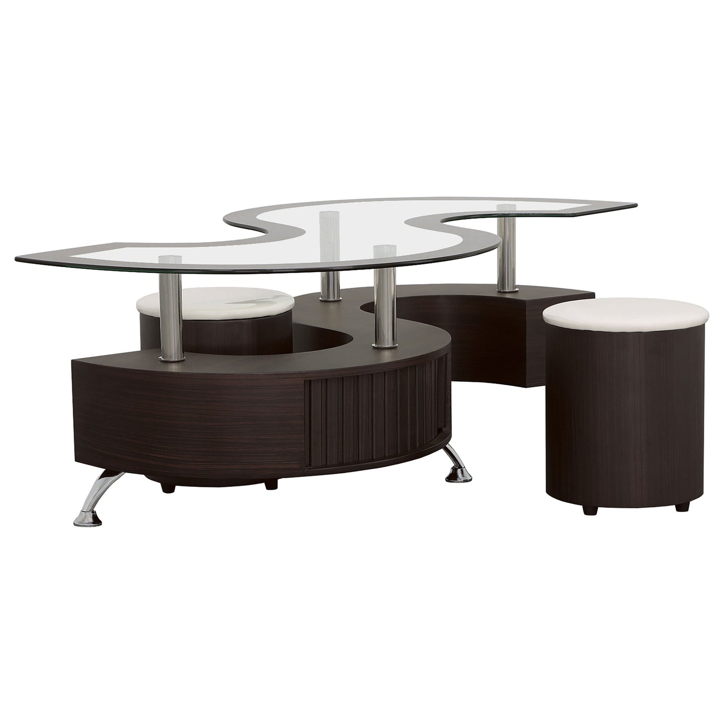 Buckley Coffee Table and Stools Set Cappuccino