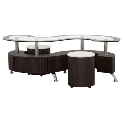 Buckley Coffee Table and Stools Set Cappuccino