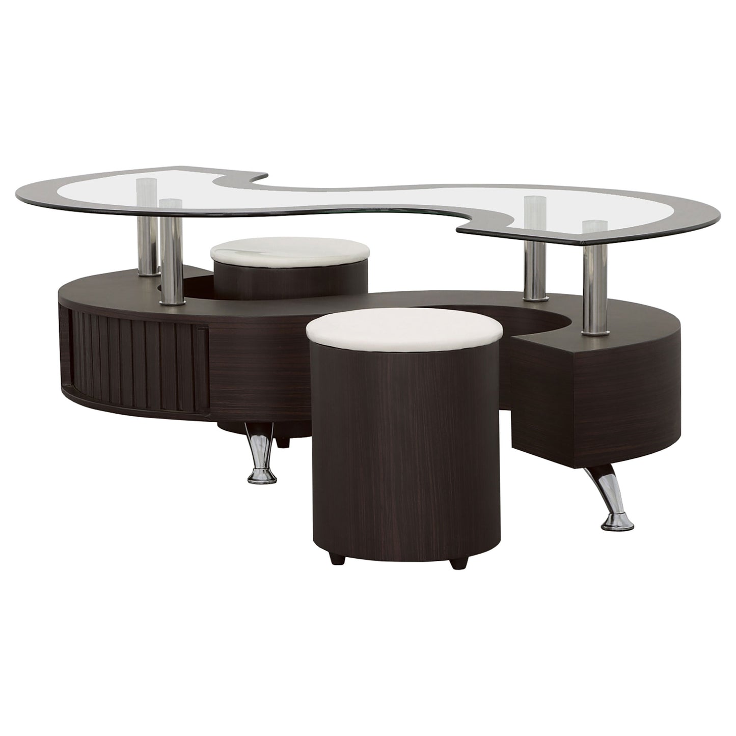 Buckley Coffee Table and Stools Set Cappuccino