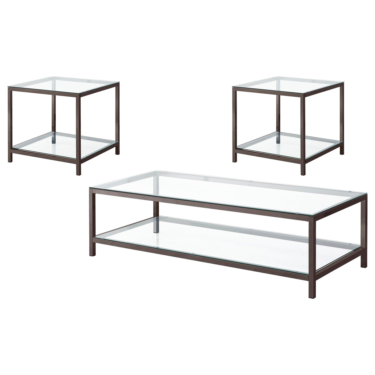 Trini Coffee and End Table Set Black Nickel