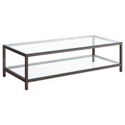 Mesa de centro Trini de 1 estante con tapa de vidrio en níquel negro
