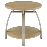 Dacre Round Engineered Wood Top Side End Table Greige