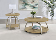 Dacre 2-piece Round Coffee and End Table Set Greige