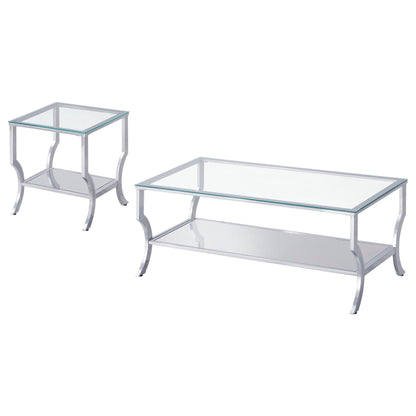 Saide Glass Top Coffee and End Table Set Chrome