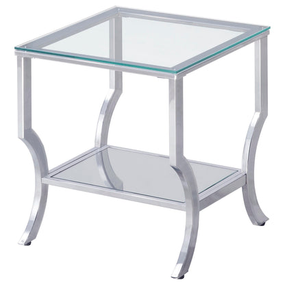 Saide Glass Top Coffee and End Table Set Chrome