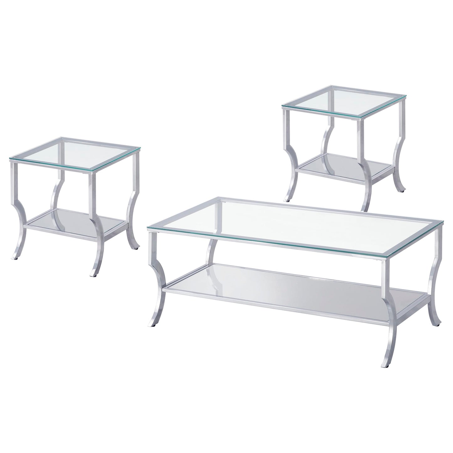 Saide Glass Top Coffee and End Table Set Chrome