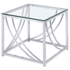 Mesa auxiliar cuadrada de cristal Lille con tapa cromada