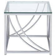 Mesa auxiliar cuadrada de cristal Lille con tapa cromada