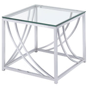Juego de mesa auxiliar de café con tapa de cristal Lille, cromado