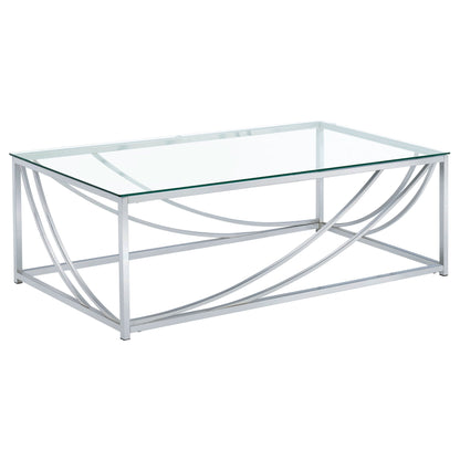 Lille Glass Top Coffee End Sofa Table Set Chrome