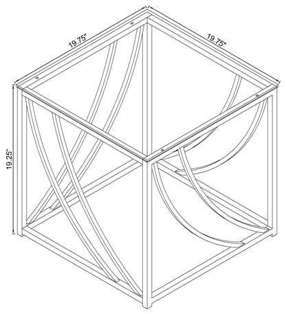 Lille Glass Top Coffee End Sofa Table Set Chrome