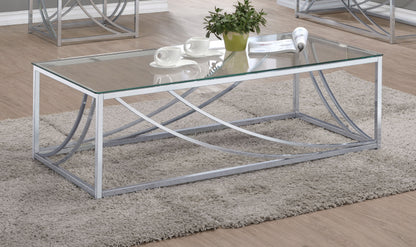 Mesa de centro rectangular de cristal Lille cromada