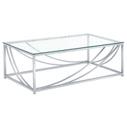 Mesa de centro rectangular de cristal Lille cromada