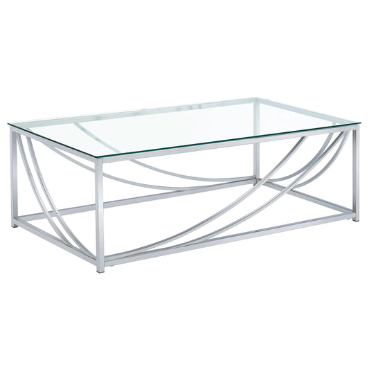 Mesa de centro rectangular de cristal Lille cromada