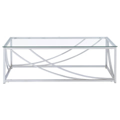 Mesa de centro rectangular de cristal Lille cromada