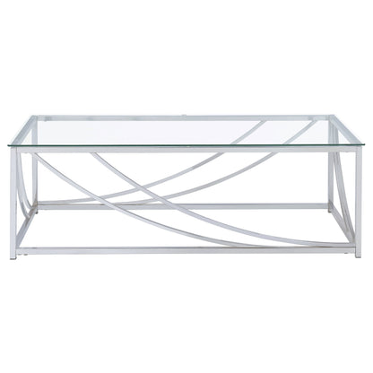 Mesa de centro rectangular de cristal Lille cromada