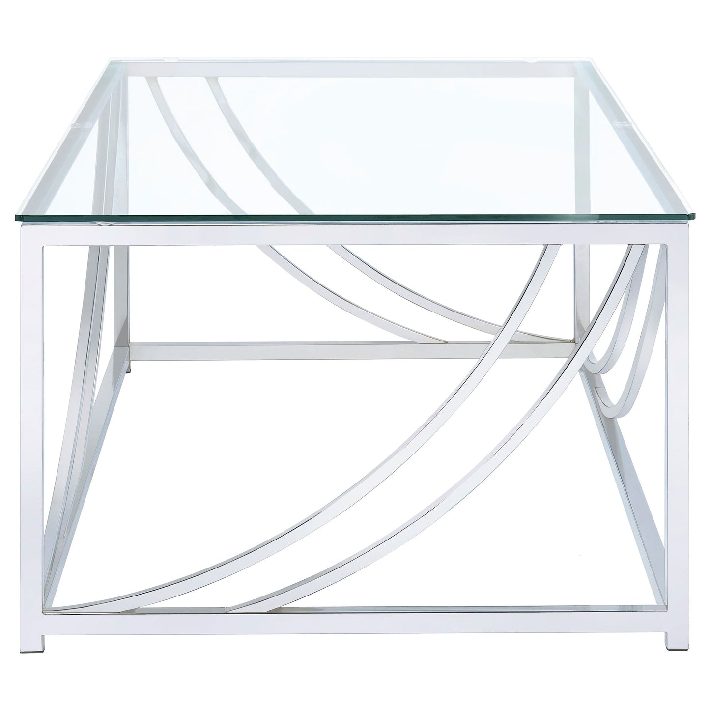 Mesa de centro rectangular de cristal Lille cromada