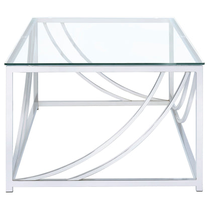Mesa de centro rectangular de cristal Lille cromada