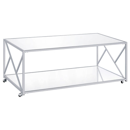 Provins Coffee and End Table Set Mirror and Chrome