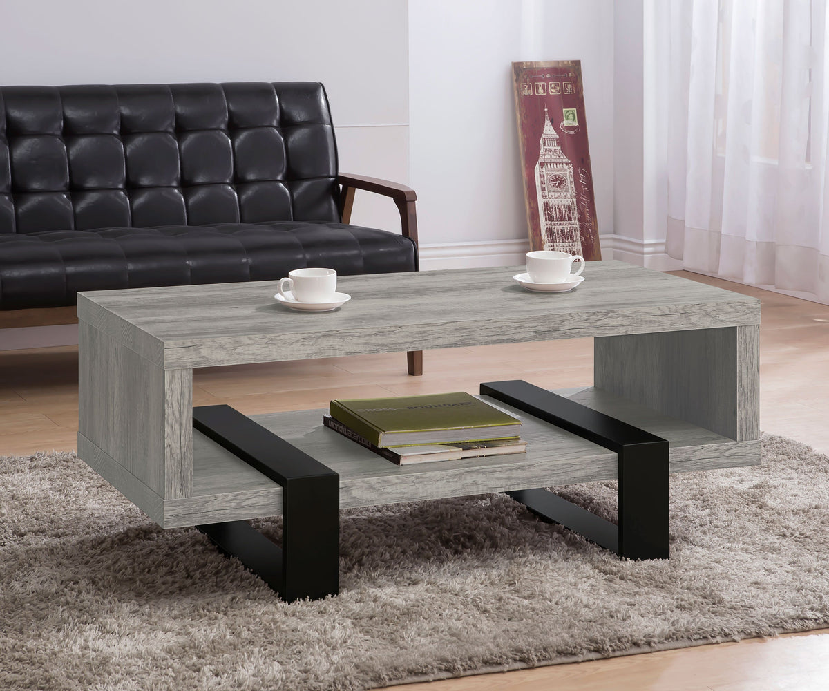 Mesa de centro Dinard de madera de ingeniería, color gris Driftwood