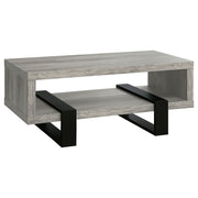 Mesa de centro Dinard de madera de ingeniería, color gris Driftwood